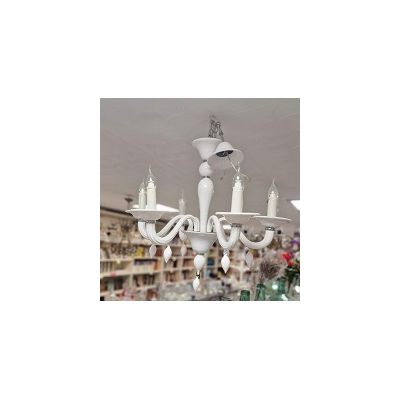 Lámpara techo 6 brazos blanca