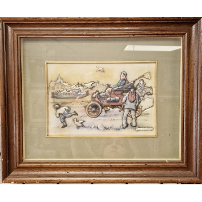 Cuadro relieve coche antiguo