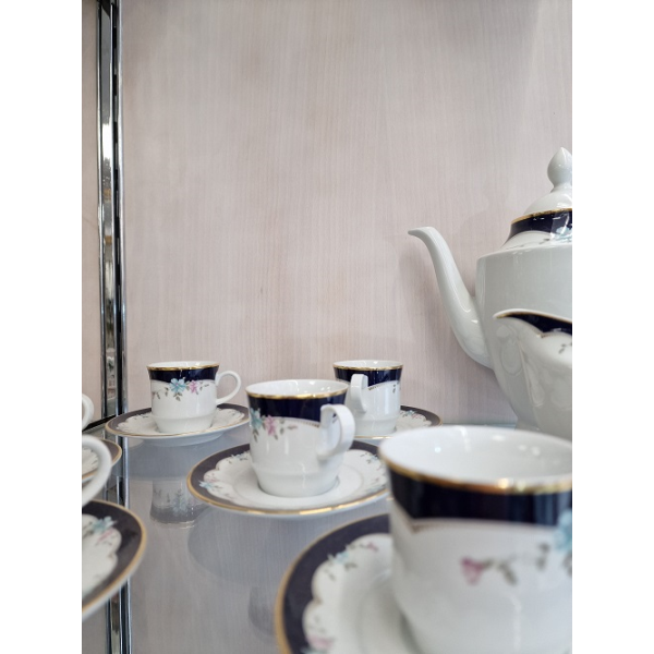 Juego café Bidasoa blanco y azul