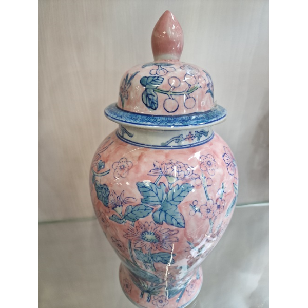 Jarrón rosa y azul